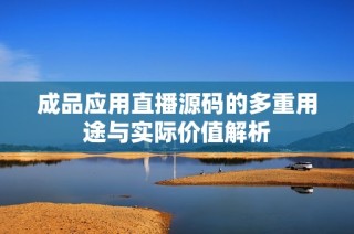 成品应用直播源码的多重用途与实际价值解析