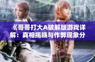 《哥哥打大A破解版游戏详解：真相揭晓与作弊现象分析》