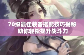 70级最佳装备搭配技巧揭秘 助你轻松提升战斗力