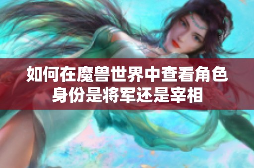 如何在魔兽世界中查看角色身份是将军还是宰相